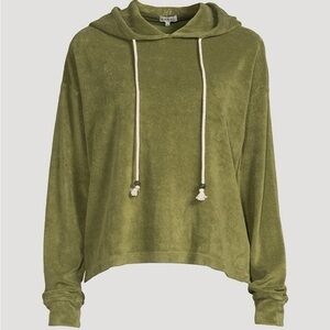 DONNI Gem Stone Terry Jade Basil Green Terry Hoodie Pullover Top Made in USA